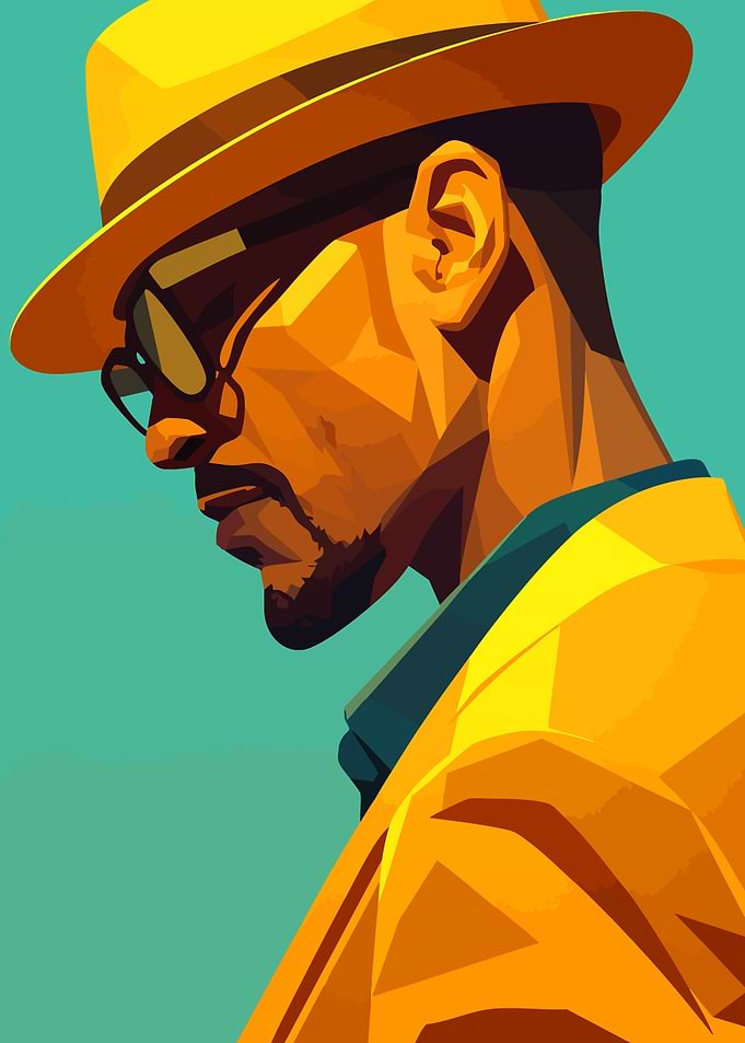 Musician Man Low Poly Minimalist Art Illustration