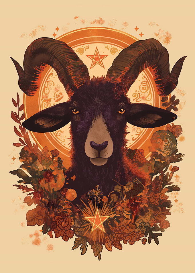 Black Goat with Pentagram ~ Wicca ~ Witch