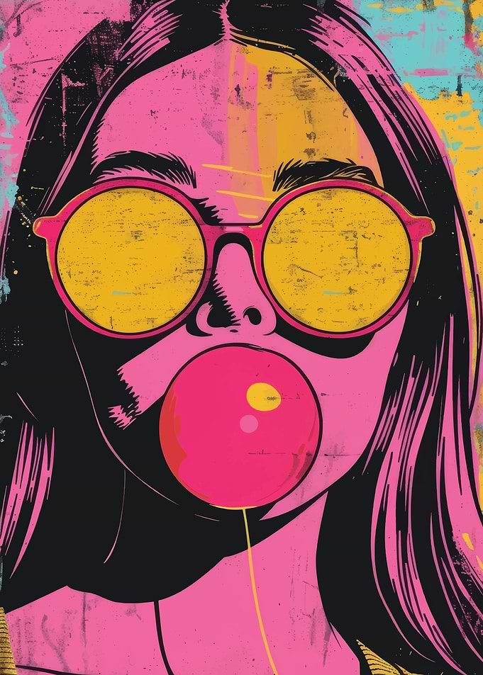 Pop Art Girl with Bubblegum