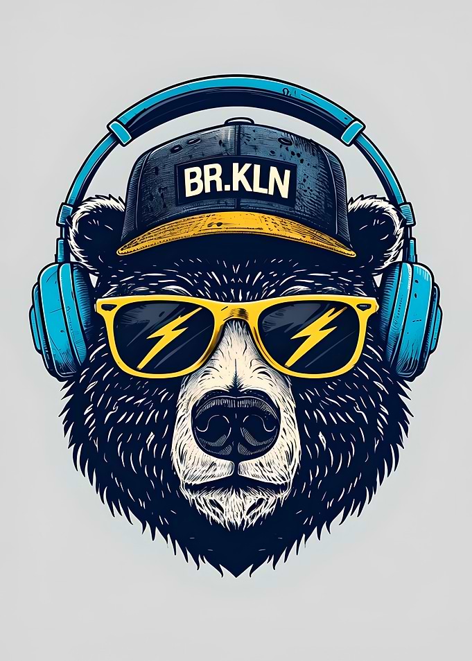 Cool Bear with Headphones