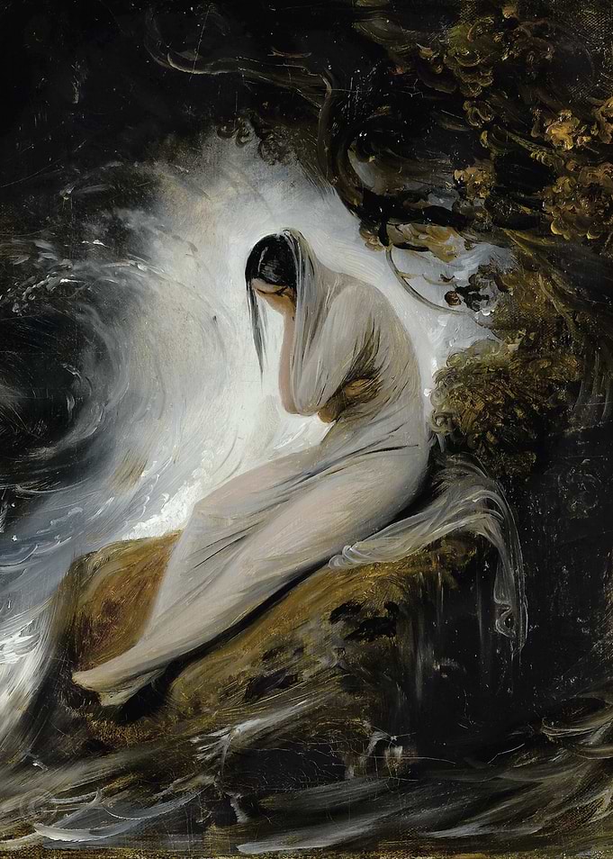 Woman in White by the Sea