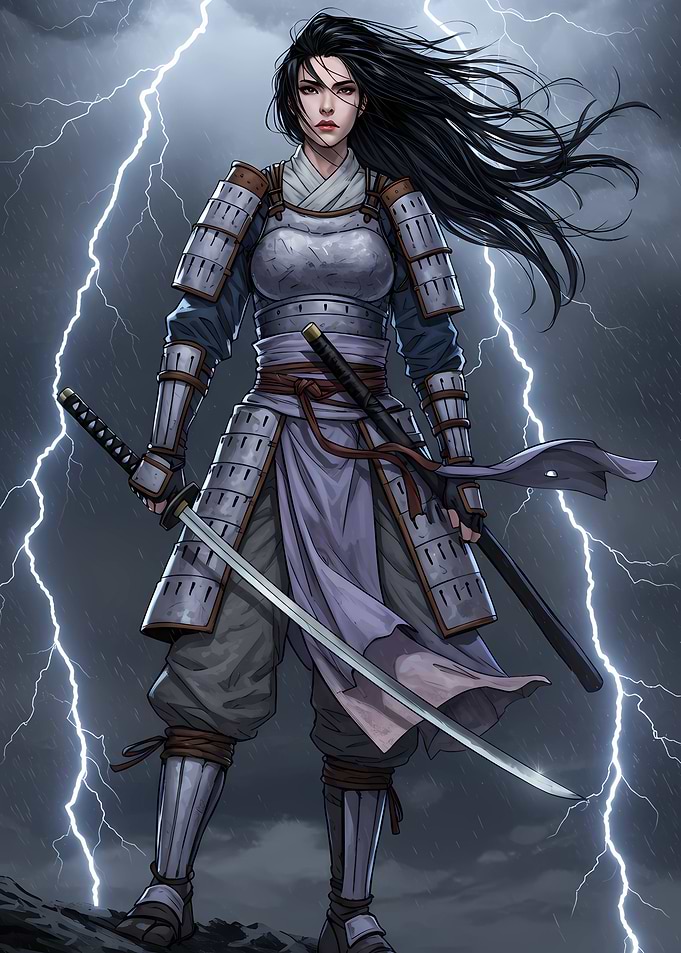 Samurai Woman with Lightning