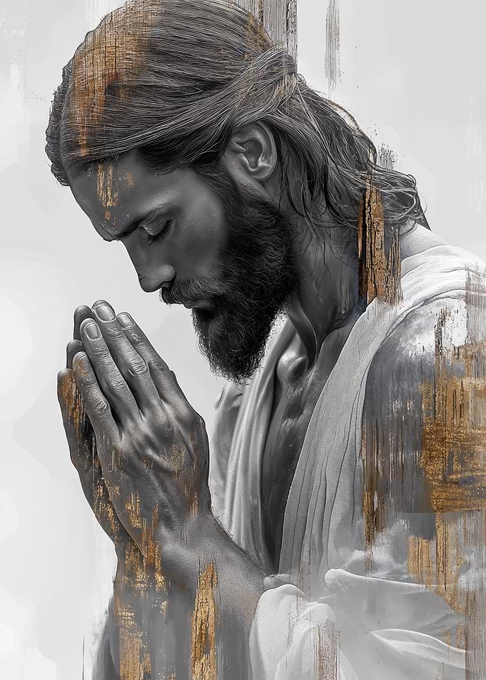 Praying Jesus in Gold