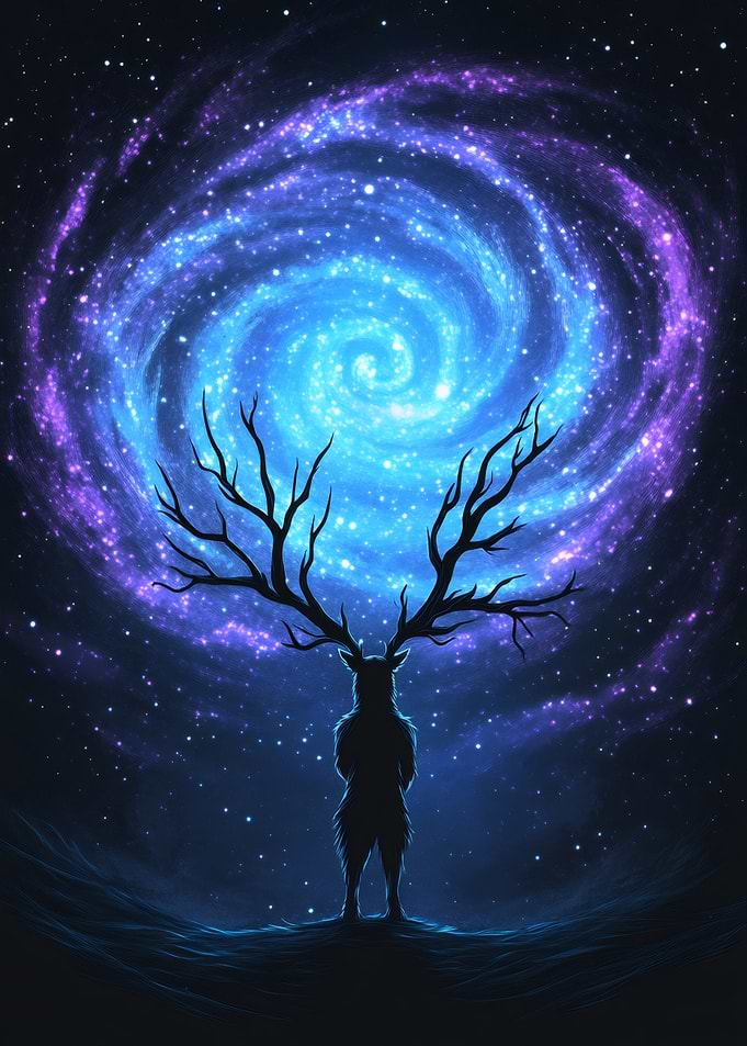 Cosmic Deer Silhouette