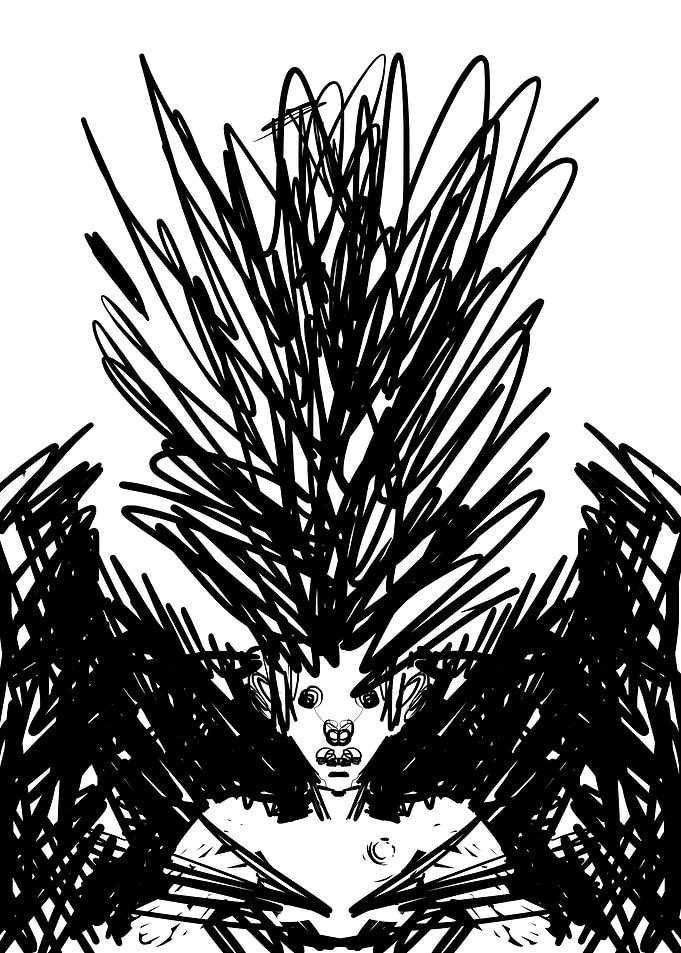 Internal Explosion | Abstract Black and White Figure