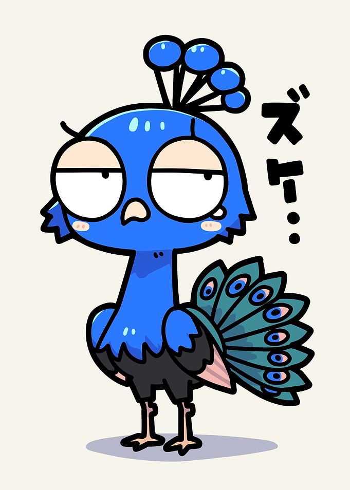 Tired Peacock Illustration