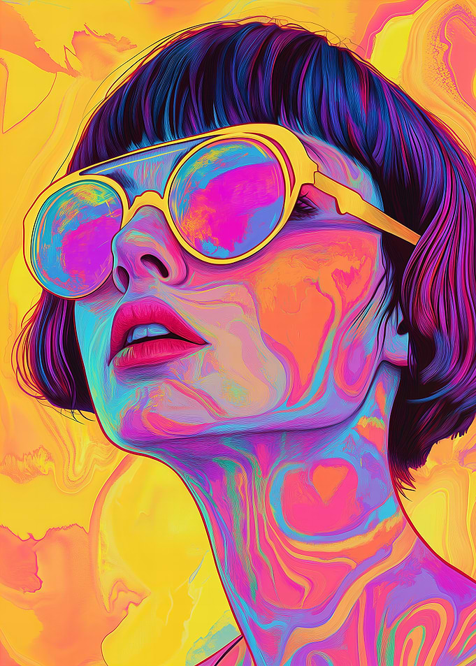 Retro Spectrum of Woman in Sunglasses