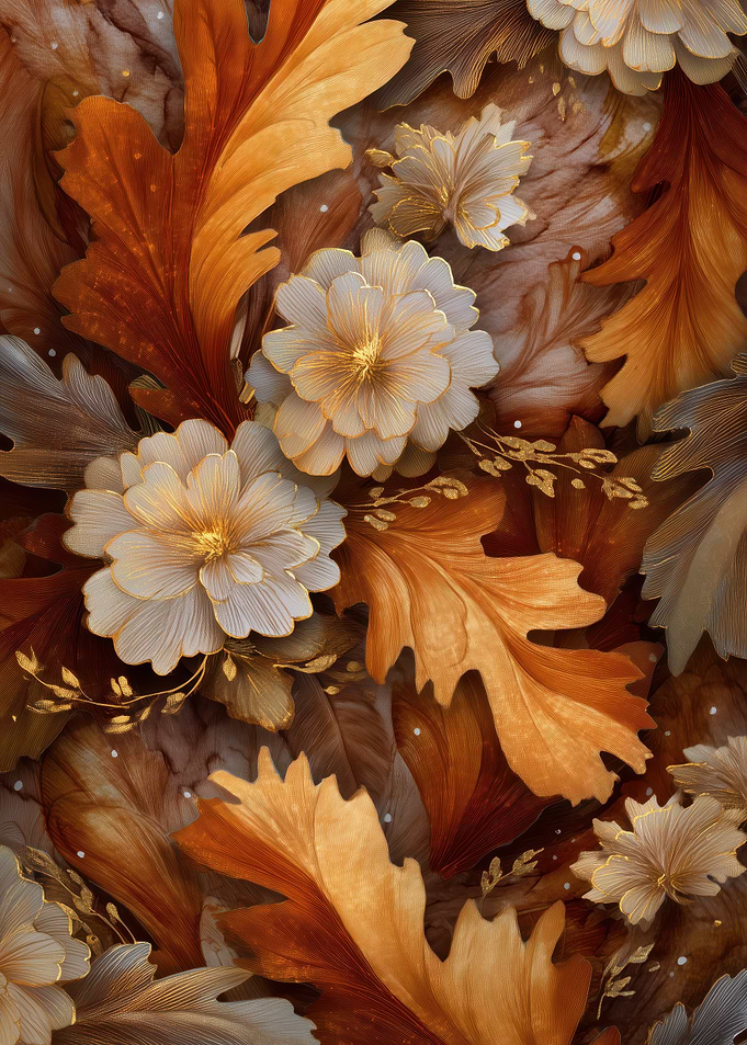 Autumn bouquet with golden leaves