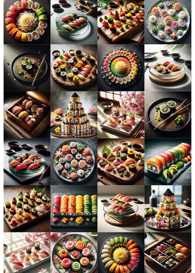 Sushi Collage beautiful different taste