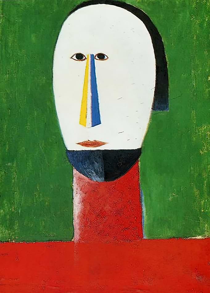 Abstract Portrait in Green and Red