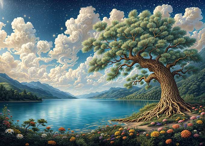 Starry Night Lake