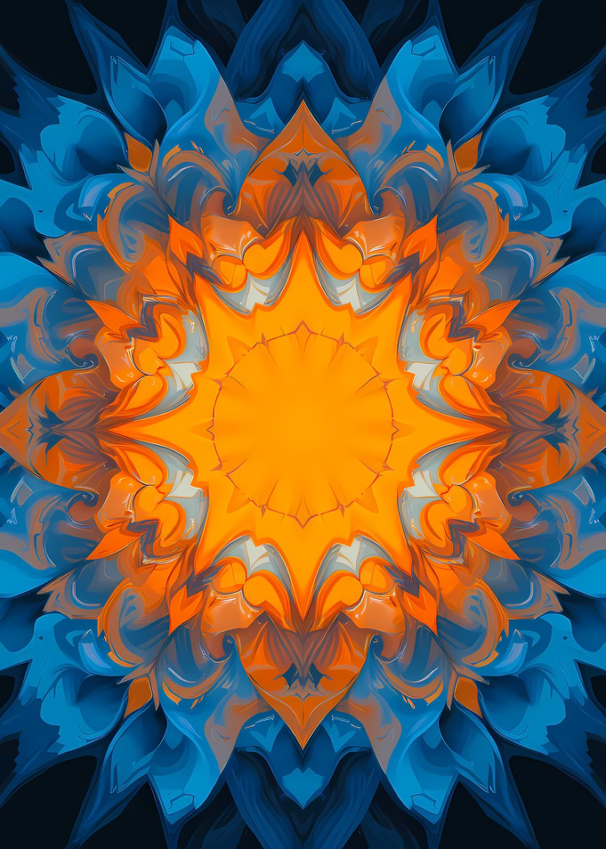 Abstract Orange and Blue Mandala