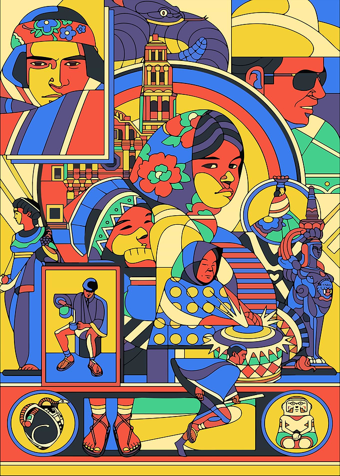 Collage of Colorful Figures