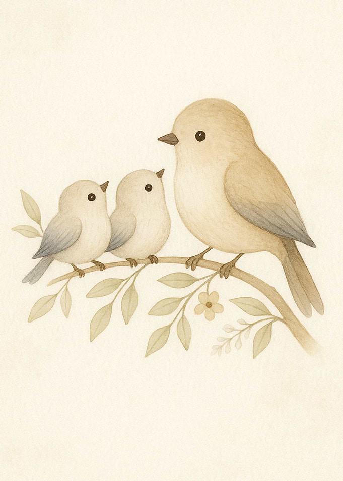 Mother Bird and Chicks