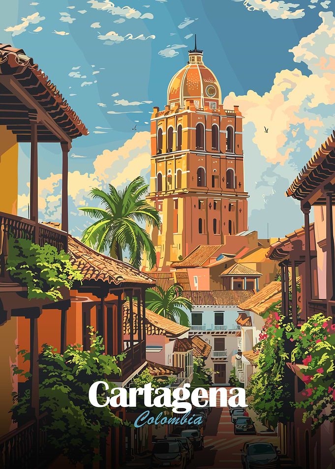 Cartagena Colombia Travel Poster