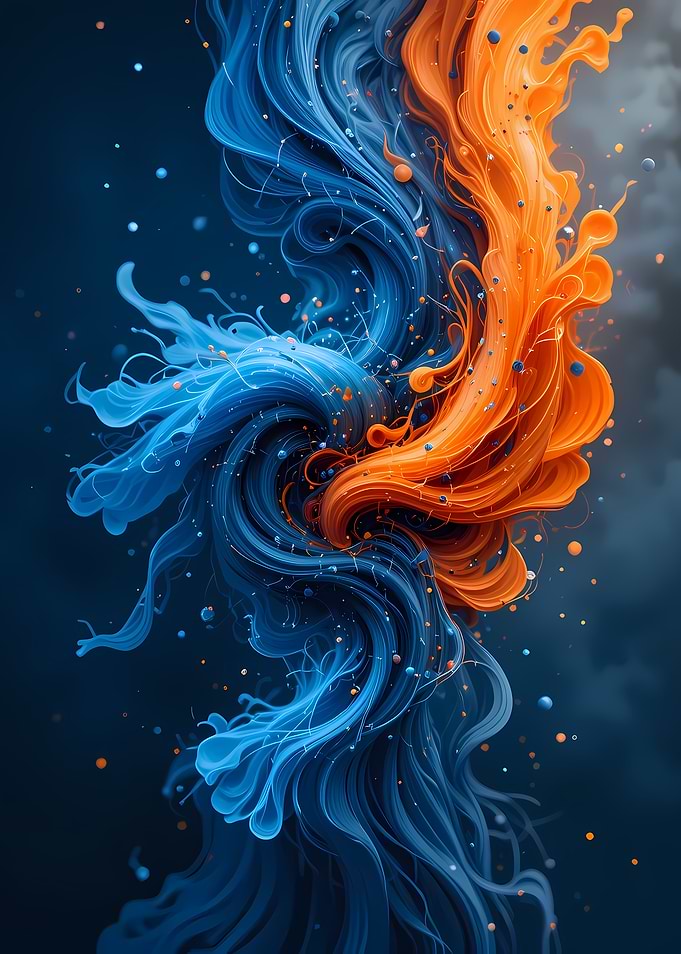 Abstract Blue and Orange Swirls