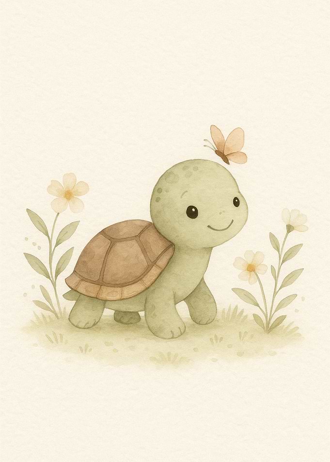 Cute Turtle with Butterfly