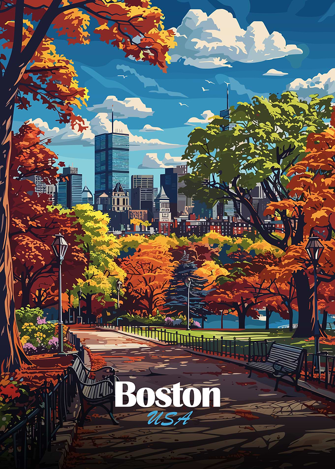 Boston Skyline Autumn