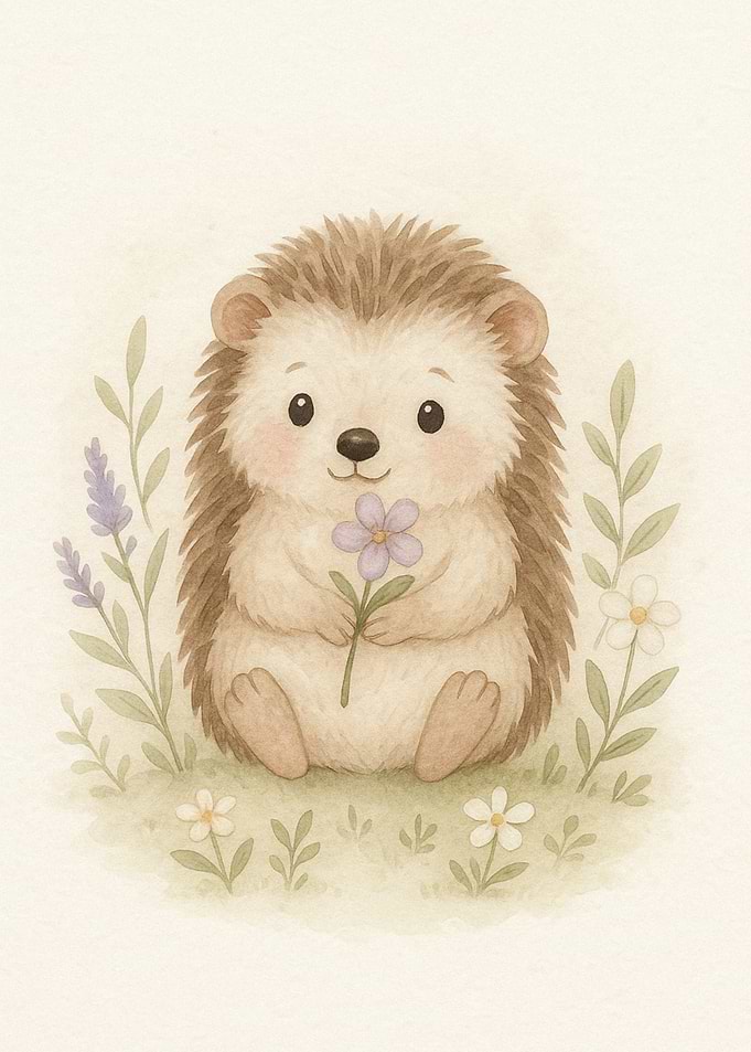 Cute Hedgehog with Flower