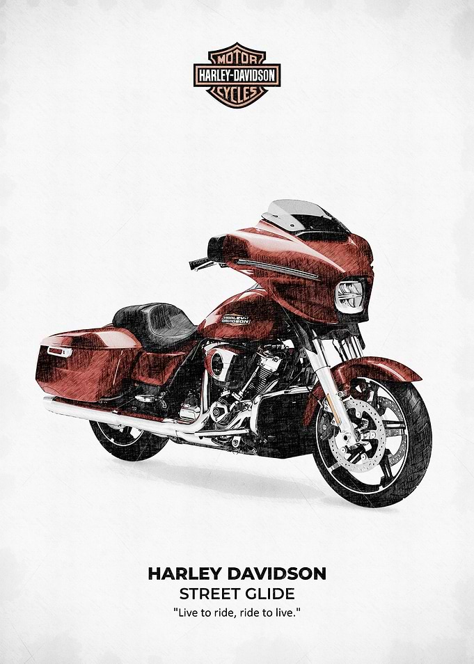 Harley Davidson Street Glide sketch style