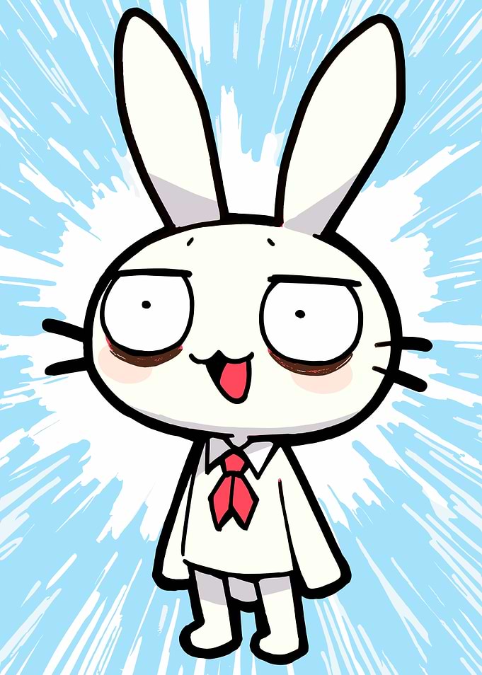 Excited Bunny in White Shirt
