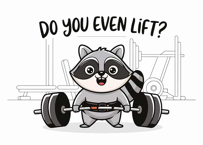 Raccoon Lifting Weights
