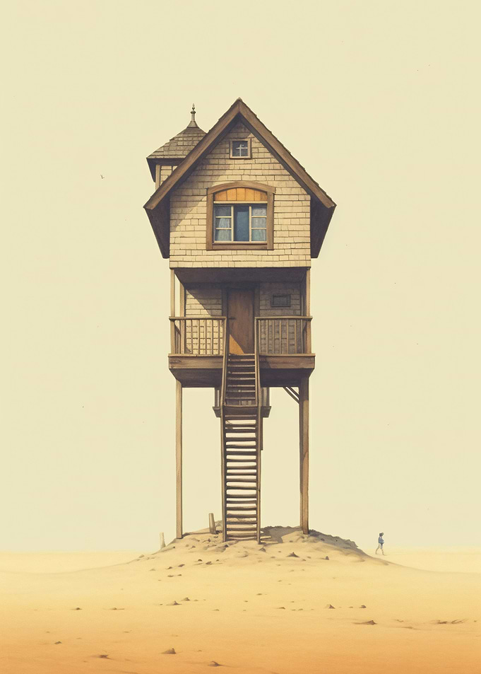House on Stilts in Desert