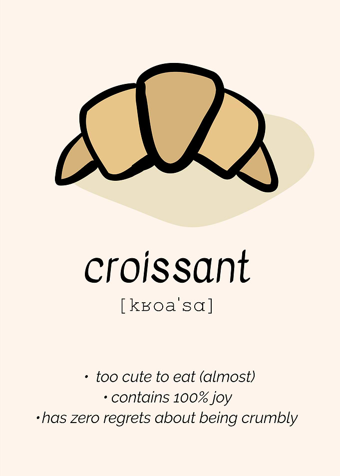 Cute Croissant Line-Art Info Illustration