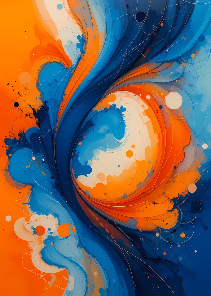 Abstract Blue and Orange Swirls