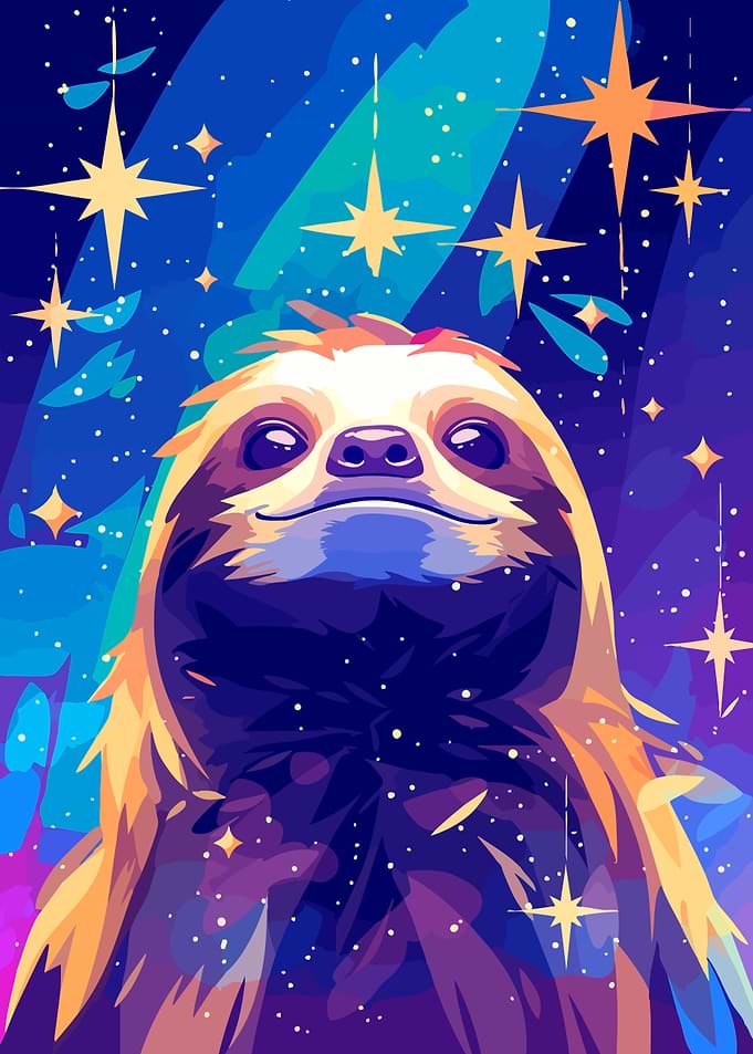 Cute Inspirational Sloth Minimalist Art Illustration