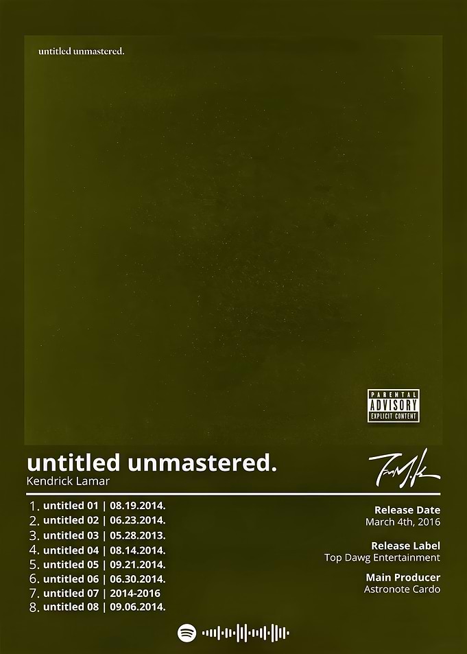 Kendrick Lamar Untitled Unmastered album cover