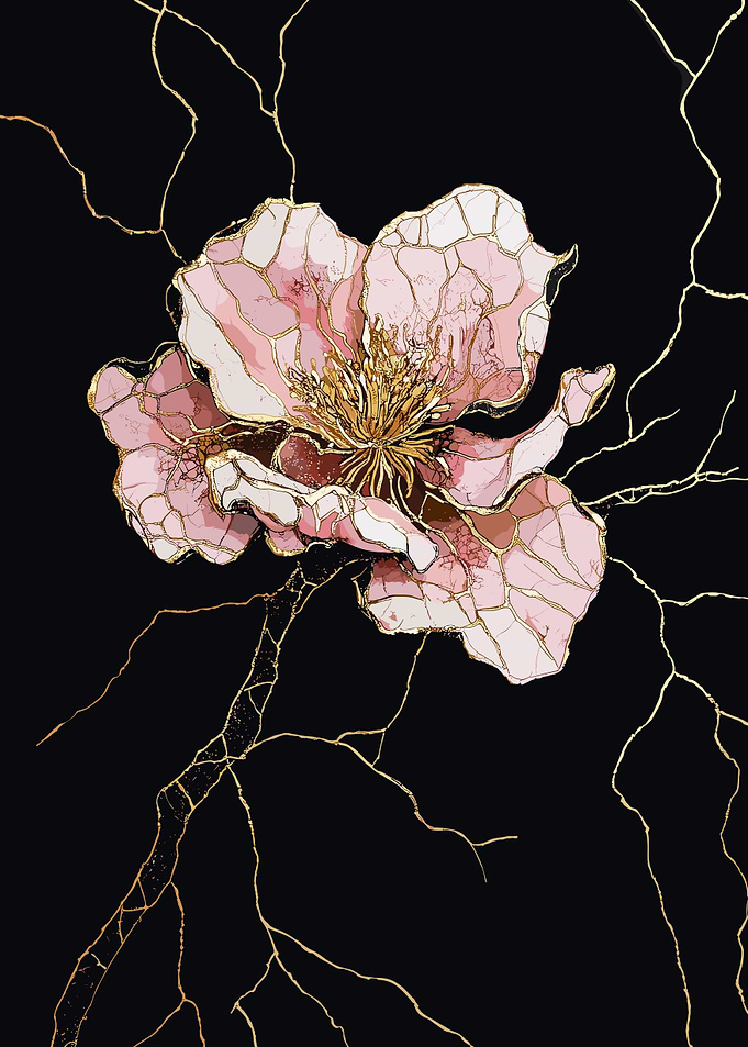 Pink Flower with Gold Veins