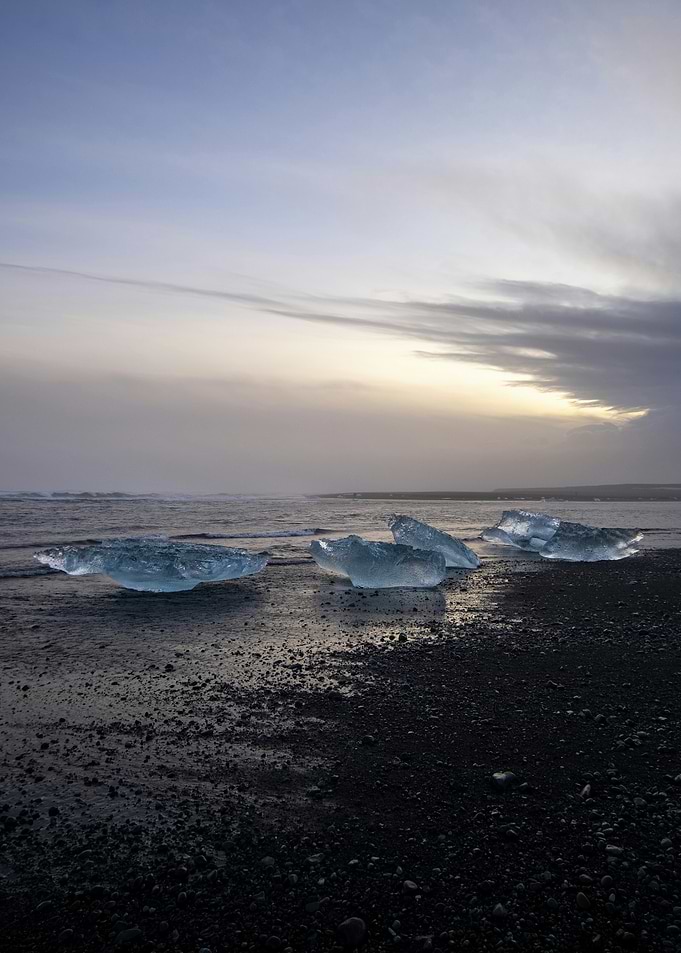 Icebergs on Black Sand Beach