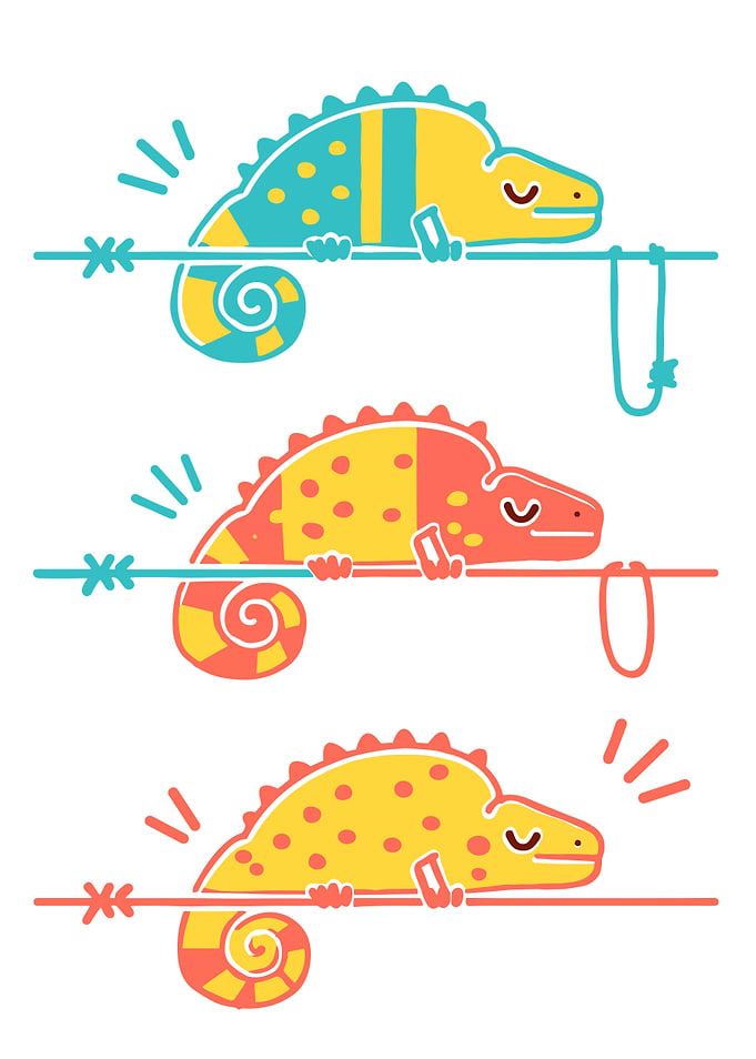Three Chameleons on a Branch
