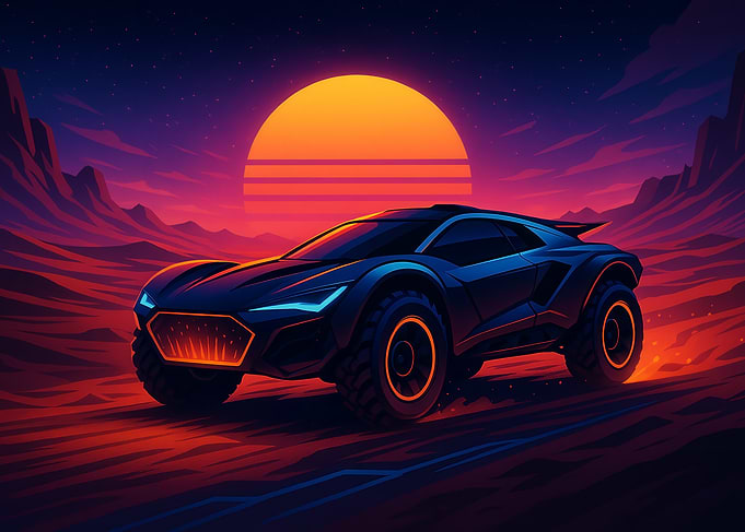 Black Sports Car Sunset