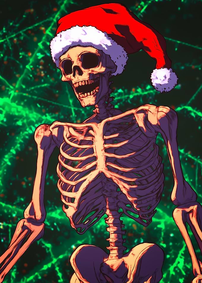Skeleton in Santa Hat
