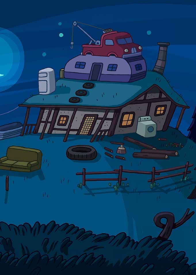 Cartoon House on Hilltop