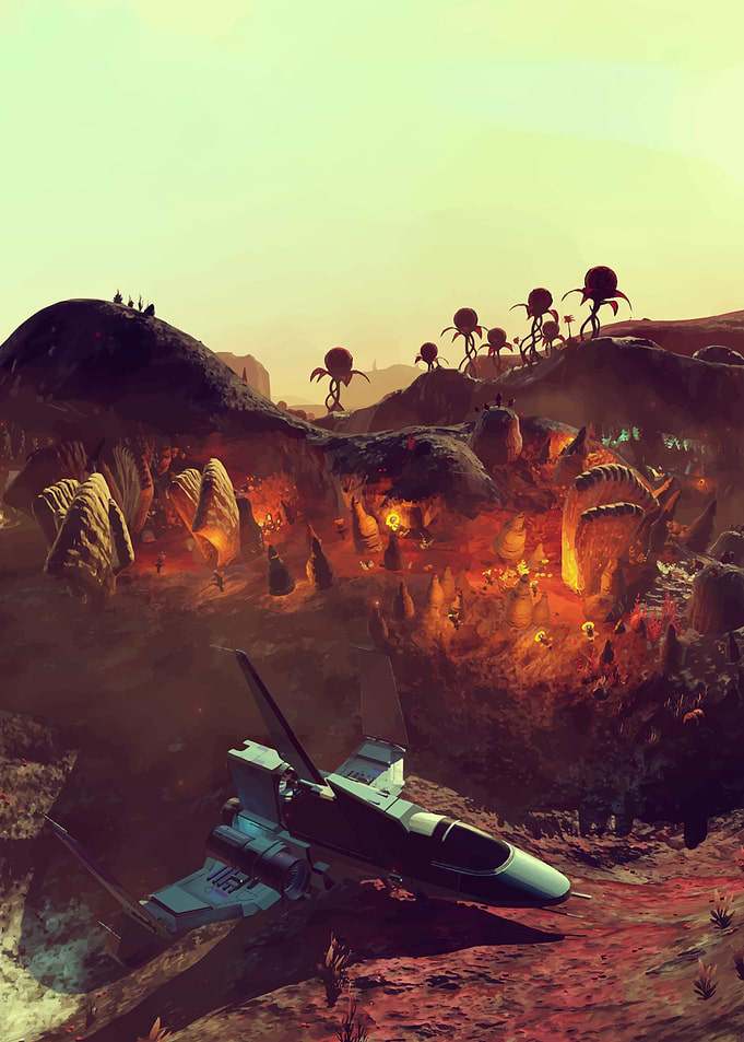 Spaceship Landing on Alien Planet
