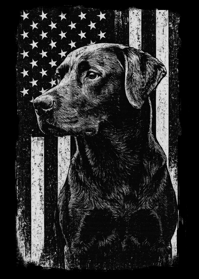 Black Labrador American Flag