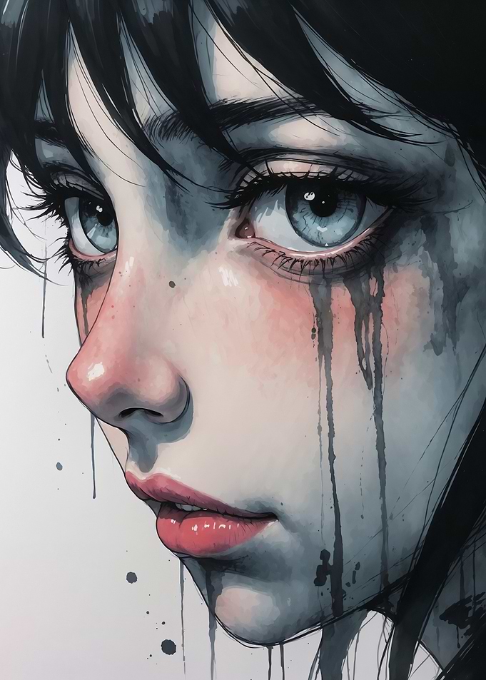 Anime Girl with Tears