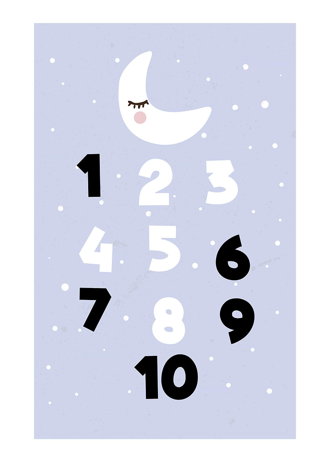 Moon & Numbers Wall Art