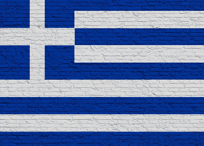 Greek Flag on Brick Wall - Greece