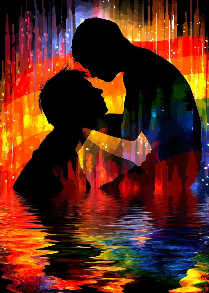 Silhouettes in Rainbow Water