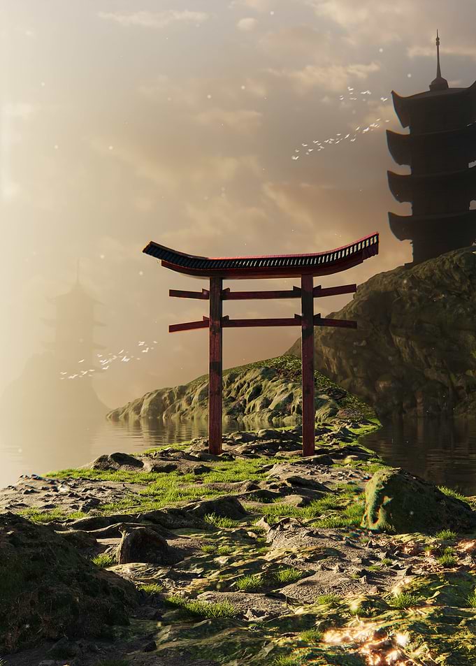 Japanese Gate at Sunset