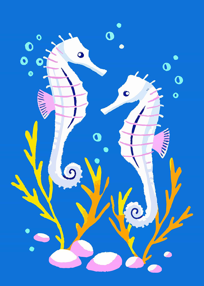Seahorses in Blue