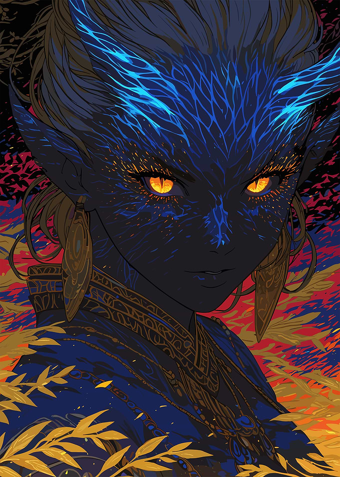 Blue-Skinned Woman with Golden Eyes