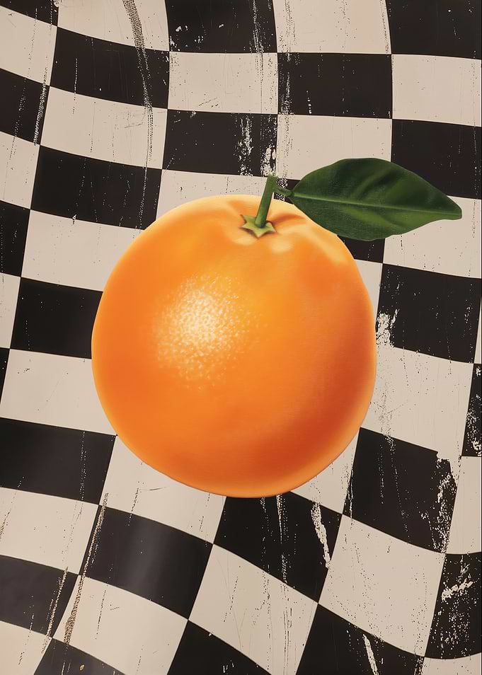 Orange on Checkered Board Kitchen