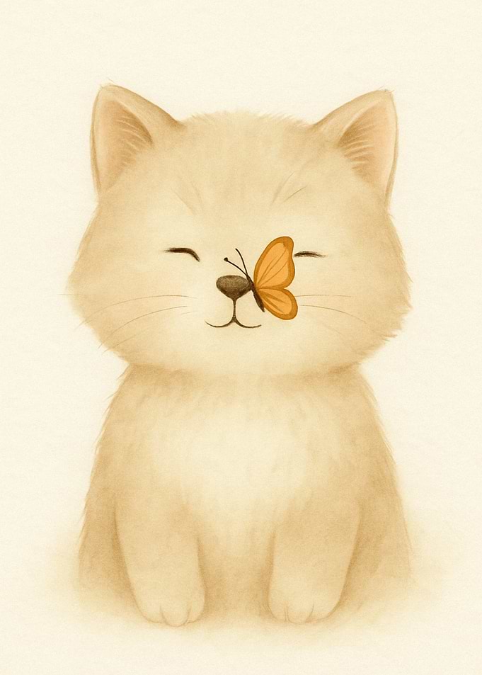 Cute Cat with Butterfly