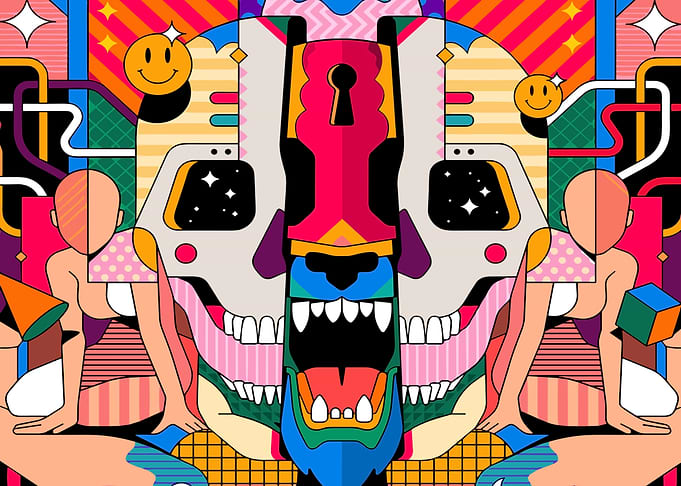 Abstract Skull with Keyhole