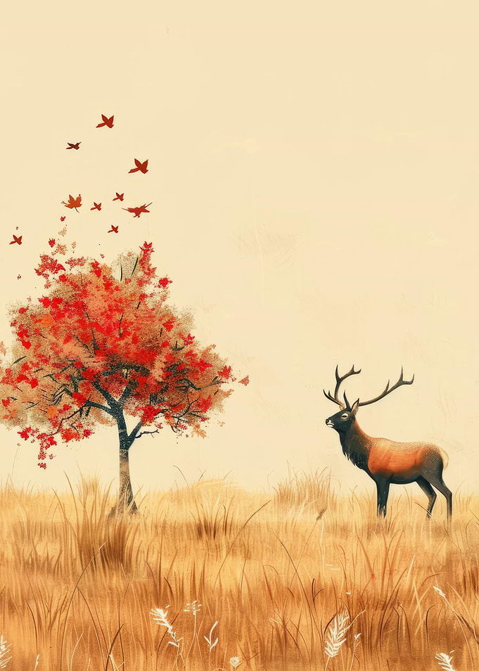 Autumn Deer and Tree